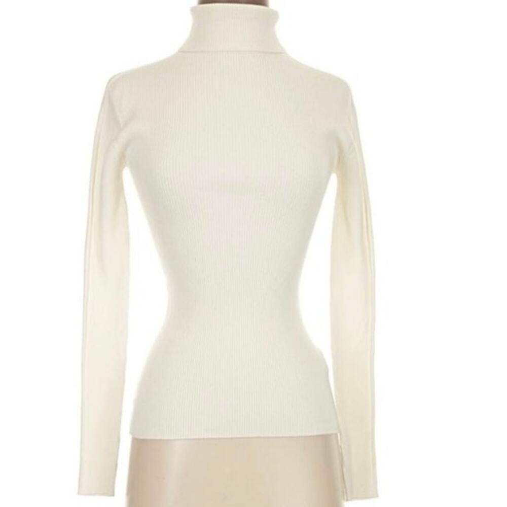 LILYSILK L 90% Silk 10% Cashmere Ivory Turtleneck Sweater